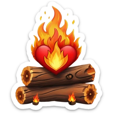 heart with autumn bonfire sticker