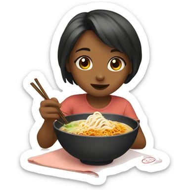 cute girl eating ramen  sticker