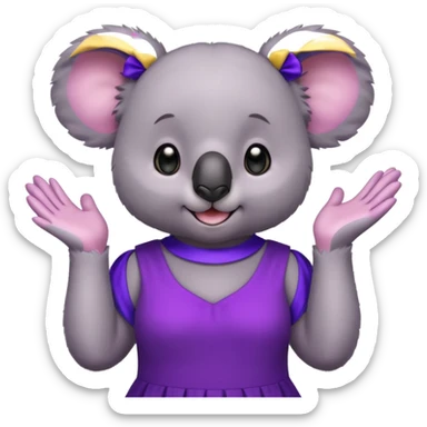 Koala purple drees eyelashe clapping sticker