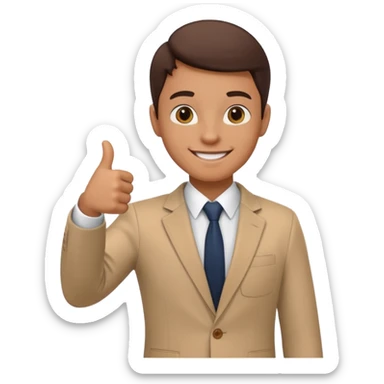 business student giving a thumbs up sticker