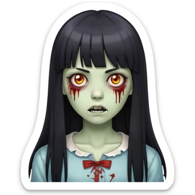 zumbie girl with black long straight hair with bangs (like this 🧟‍♀️) sticker