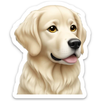 Black haired white girl with English cream gold retriever  sticker