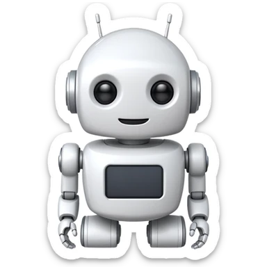 robot cartoon simple kid toy white innocent funny gudget chatGPT round adorable musical sticker