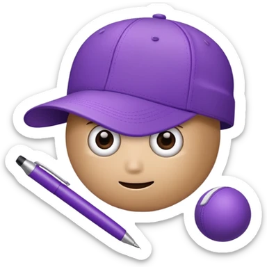 A plastic brown ball cap and the long rectangle purple. (With a pen) And looks like a BFDI style sticker