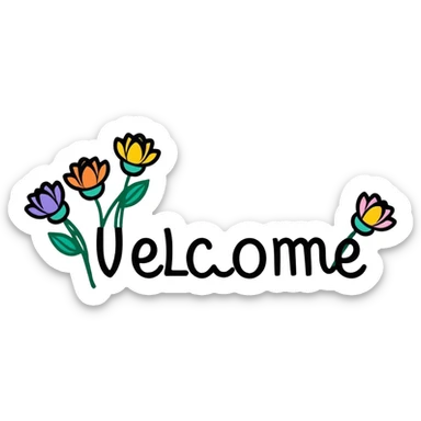 welcome banner with flowers sticker