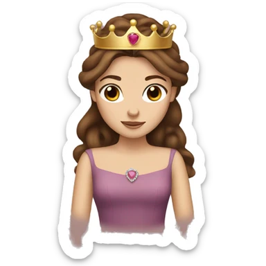 Princess with brown hair and crown sticker