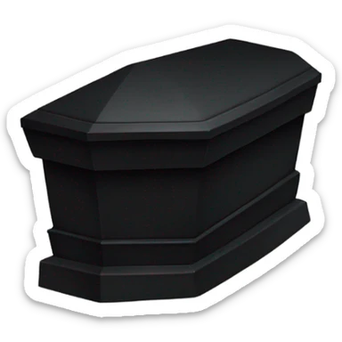 a black coffin with a cross sticker