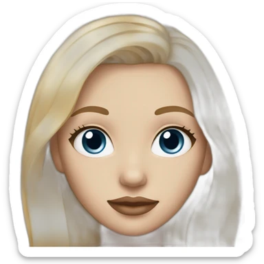 blonde girl with silky hair , darker blue eyes and lighter skin and rose lips sticker