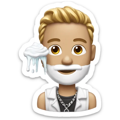 male with shaving cream and razor in hand jewelry sticker