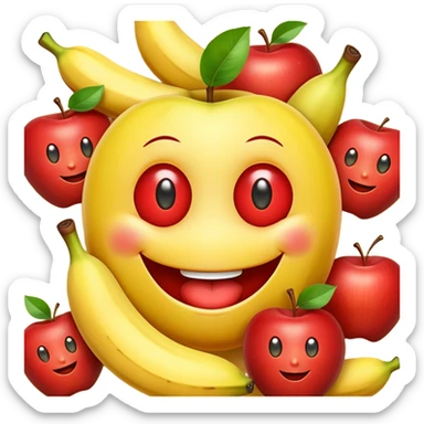 smiley face with apples as eyes and a banana as the mouth sticker