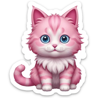 cute pink cat, full body sticker