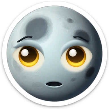 planet Moon with a cartoon confident face with big beautiful eyes sticker