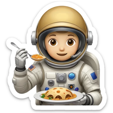 A person in a spacesuit eating a meal sticker