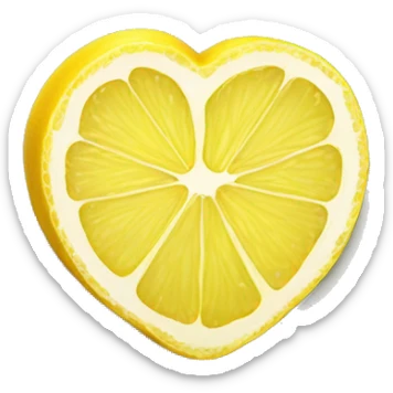 Realistic heart shaped lemon slice. sticker