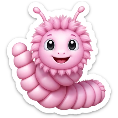 cute light pink caterpillar waving hello sticker