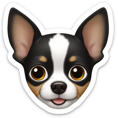 Black chihuahua dog with white and brown colors named Smarty sticker