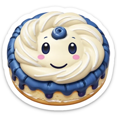 plain blueberry biscuit with single white icing swirl on top sticker