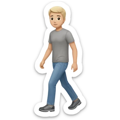 White male walking to the left full body in jeans and grey t-shirt sticker