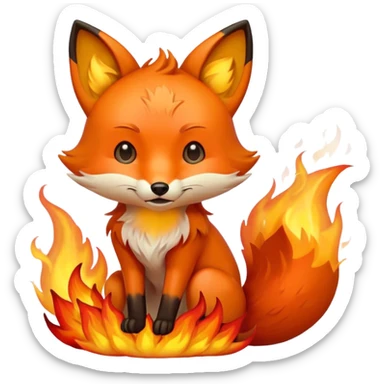 Fuchs der in lodernden Flammen sitz mit Cartoon touch sticker