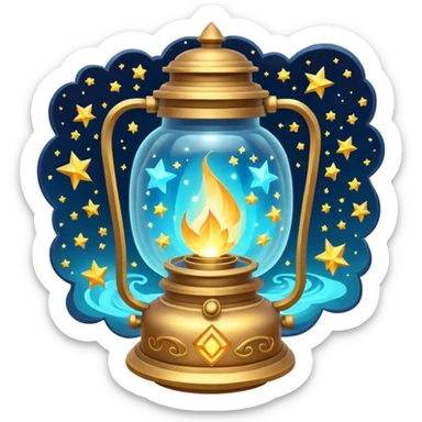 cosmic magic lantern object icon, floating lantern with arcane energy, swirling stars inside, glowing ancient runes, epic fantasy aura, 3D cartoon, mobile game icon style, centered, clean background, no text, no watermark
 sticker