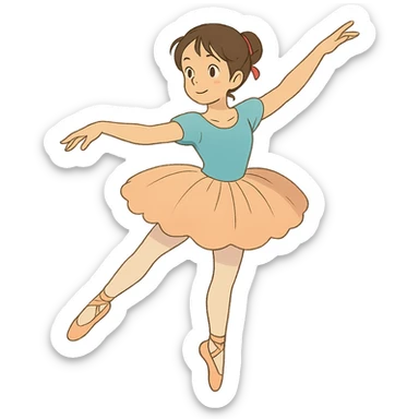 ghibli style girl doing ballet sticker