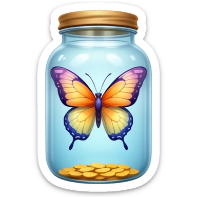 A translucid butterfly traped in a jar sticker