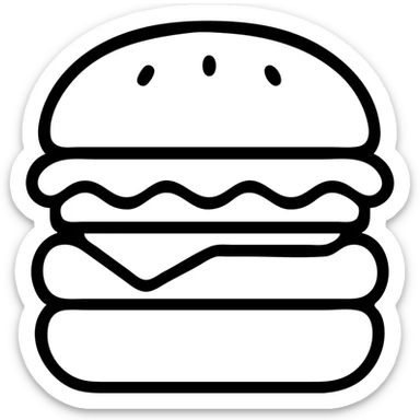 A hamburger with lettuce, tomato, and cheese sticker