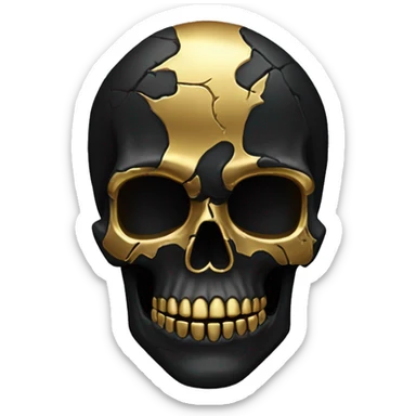 black skull with golden cracks sticker