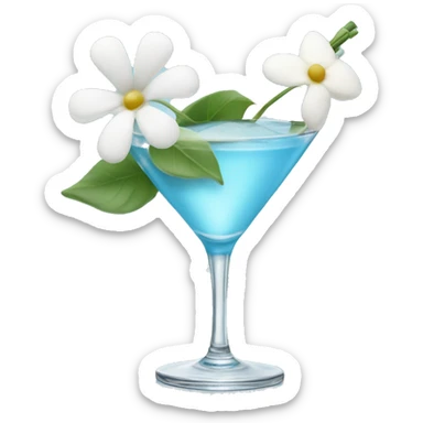 Light blue martini with white flower  sticker