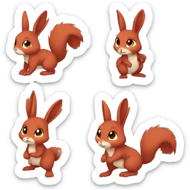 Anthro Sona Fakemon Full Body Red Rabbit Squirrel Chibi Cute  sticker