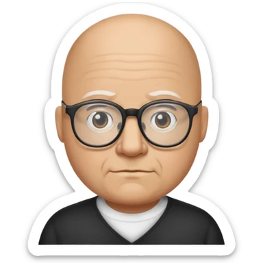 a big bald guy with glasses names lester griel sticker