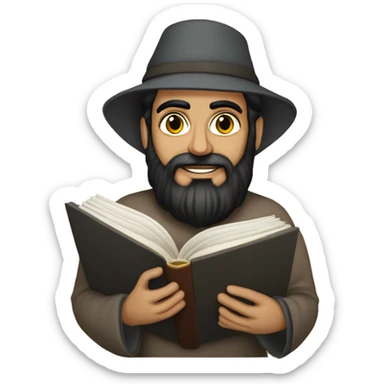 Nizami Ganjavi persian medieval author with a book in hands and black beard sticker