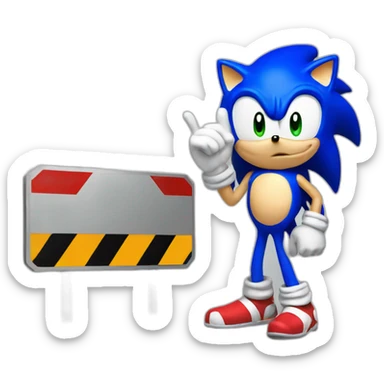 sonic holding stop signboard sticker