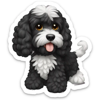 Black cockapoo full body small white stripe only on chest  sticker