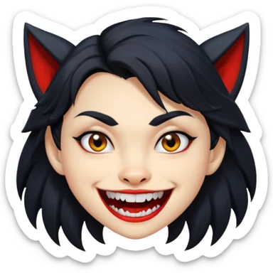 Werewolf black hair girl with a smile sticker