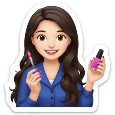 brunette nail artist long haired sticker
