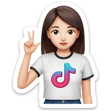 Girl with tiktok logo point upwards sticker