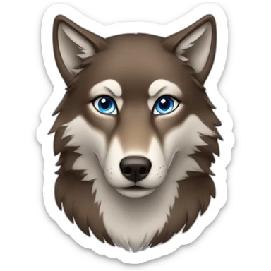 Brown female wolf blue eyes  sticker