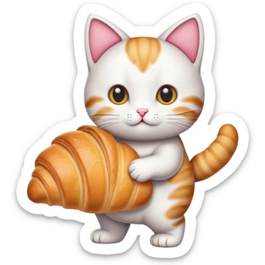kitty carrying a croissant sticker