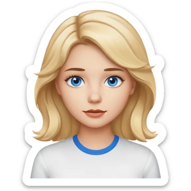 blondynka srednio krecone wlosy i niebieskie oczy obrysowane usta na jasny braz mloda sticker