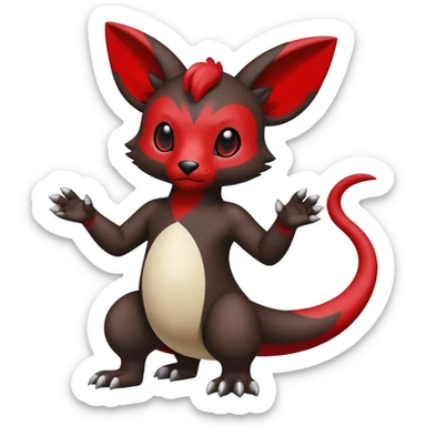 Cute cool black red animal hybrid Fakemon full body sticker