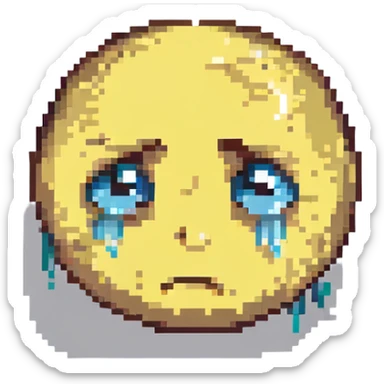 sad crying emoji, expressive face, single tear sticker