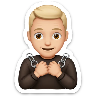 handcuffed person with a sly grin sticker