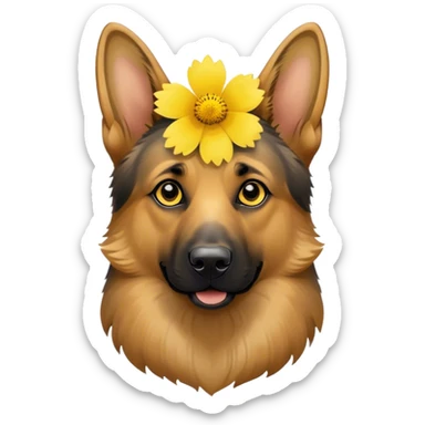 German Shepherd flower yellow  sticker