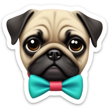 Cute pug puppy with bow tie  sticker