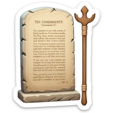 Ten commandments tablets and staff sticker