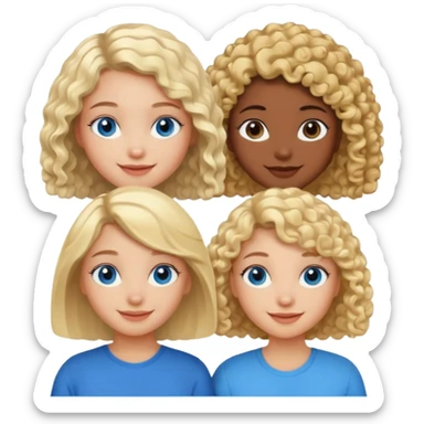 Girl best friends, one white with blond bob and blue eyes, one black with curly hair sticker