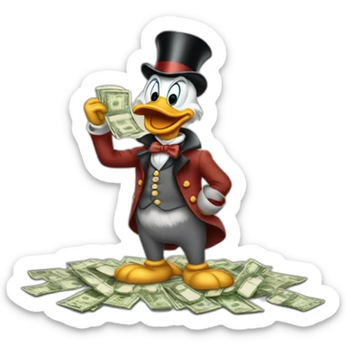 Scrooge McDuck counting money sticker