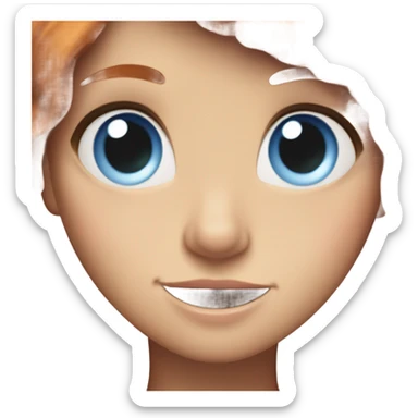 girl with red hair and freckles and blue eyes sticking out tongue  sticker