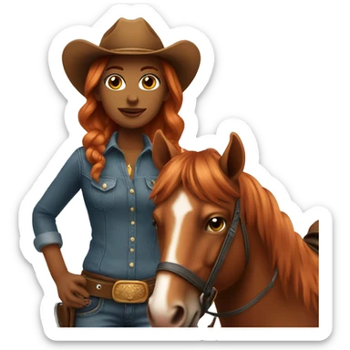 Cowgirl with copper hair sticker